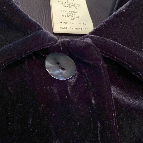 Max Studio Velvet Cardigan Shirt Tunic L/S Cuffs Large Mother Of Pearl Button SP - Picture 7 of 7